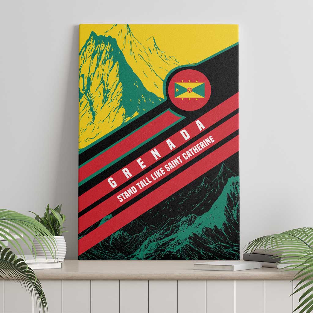 Grenada Mountain Graphic Canvas Wall Art with National Flag and Saint Catherine Quote Design - Wonder Print Shop