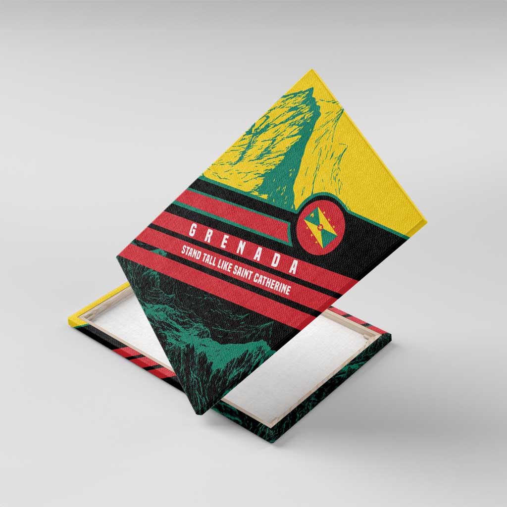 Grenada Mountain Graphic Canvas Wall Art with National Flag and Saint Catherine Quote Design - Wonder Print Shop