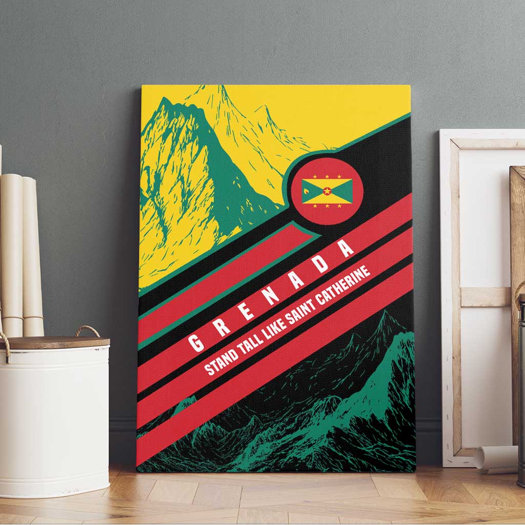 Grenada Mountain Graphic Canvas Wall Art with National Flag and Saint Catherine Quote Design - Wonder Print Shop