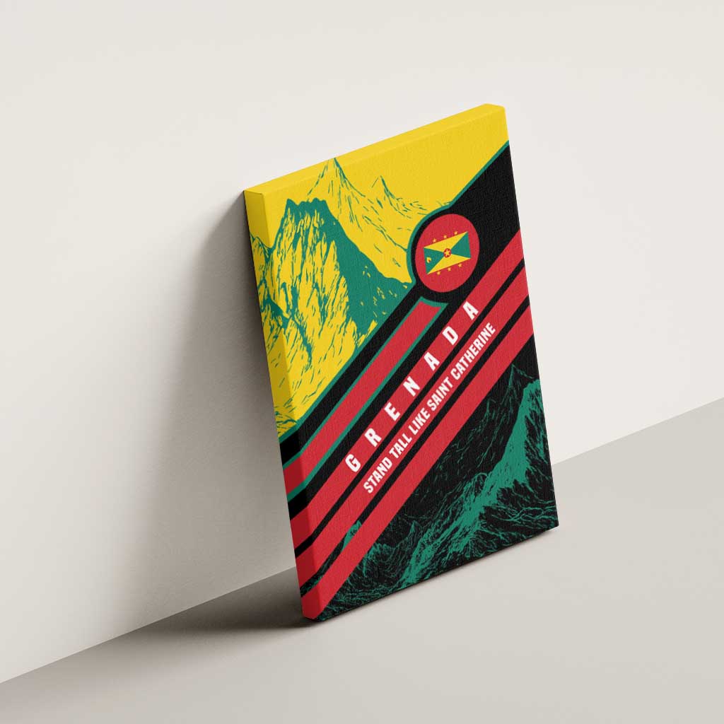 Grenada Mountain Graphic Canvas Wall Art with National Flag and Saint Catherine Quote Design - Wonder Print Shop