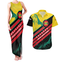 Grenada Mountain Graphic Couples Matching Tank Maxi Dress and Hawaiian Shirt with National Flag and Saint Catherine Quote Design - Wonder Print Shop