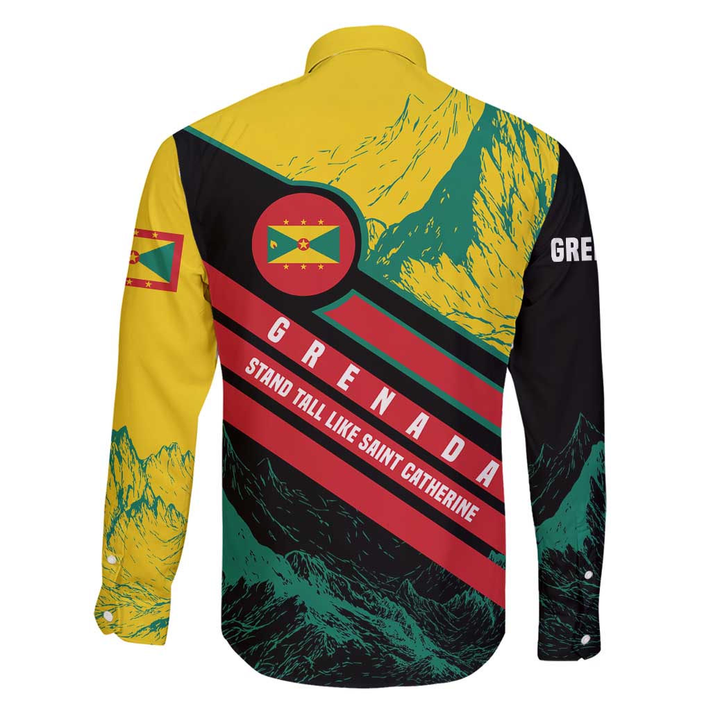 Grenada Mountain Graphic Family Matching Long Sleeve Bodycon Dress and Hawaiian Shirt with National Flag and Saint Catherine Quote Design - Wonder Print Shop