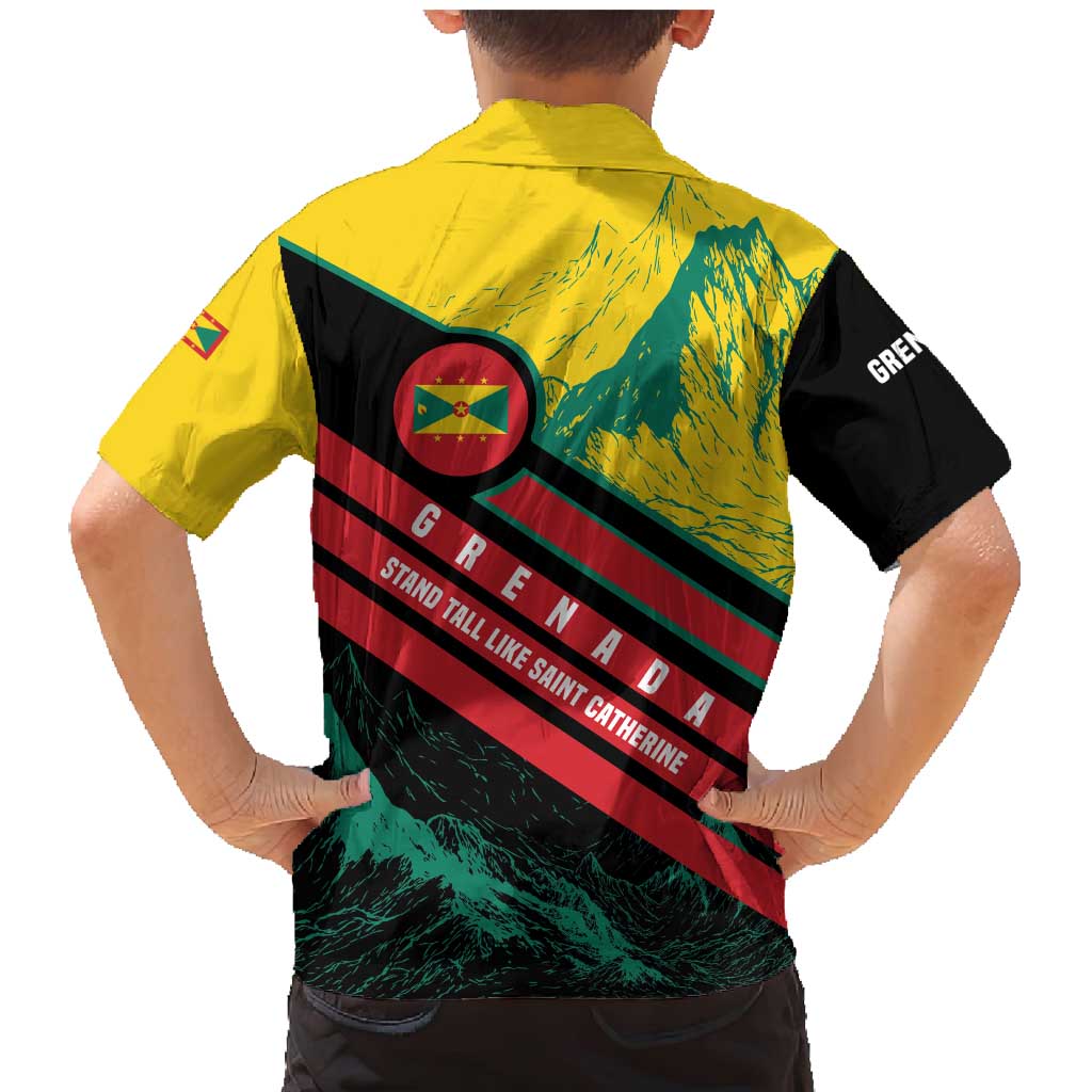 Grenada Mountain Graphic Family Matching Mermaid Dress and Hawaiian Shirt with National Flag and Saint Catherine Quote Design - Wonder Print Shop