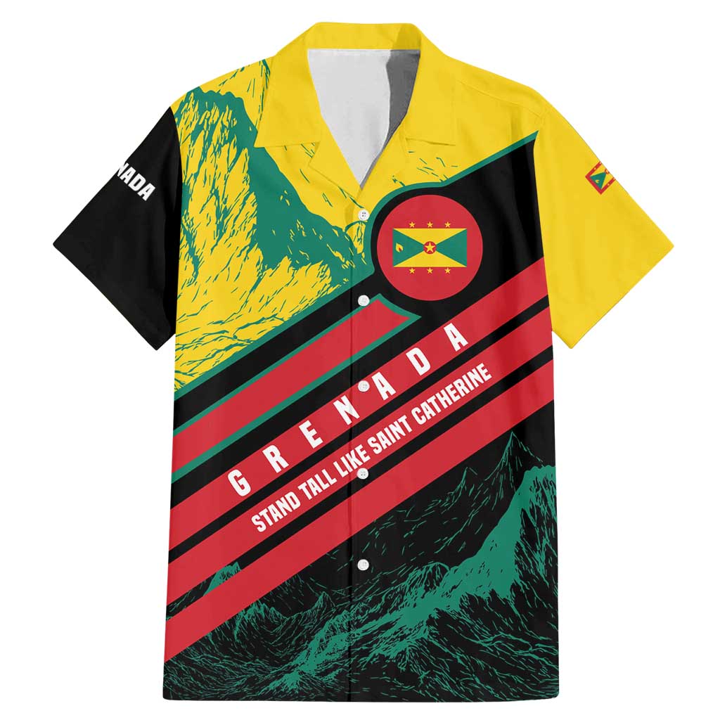 Grenada Mountain Graphic Family Matching Mermaid Dress and Hawaiian Shirt with National Flag and Saint Catherine Quote Design - Wonder Print Shop