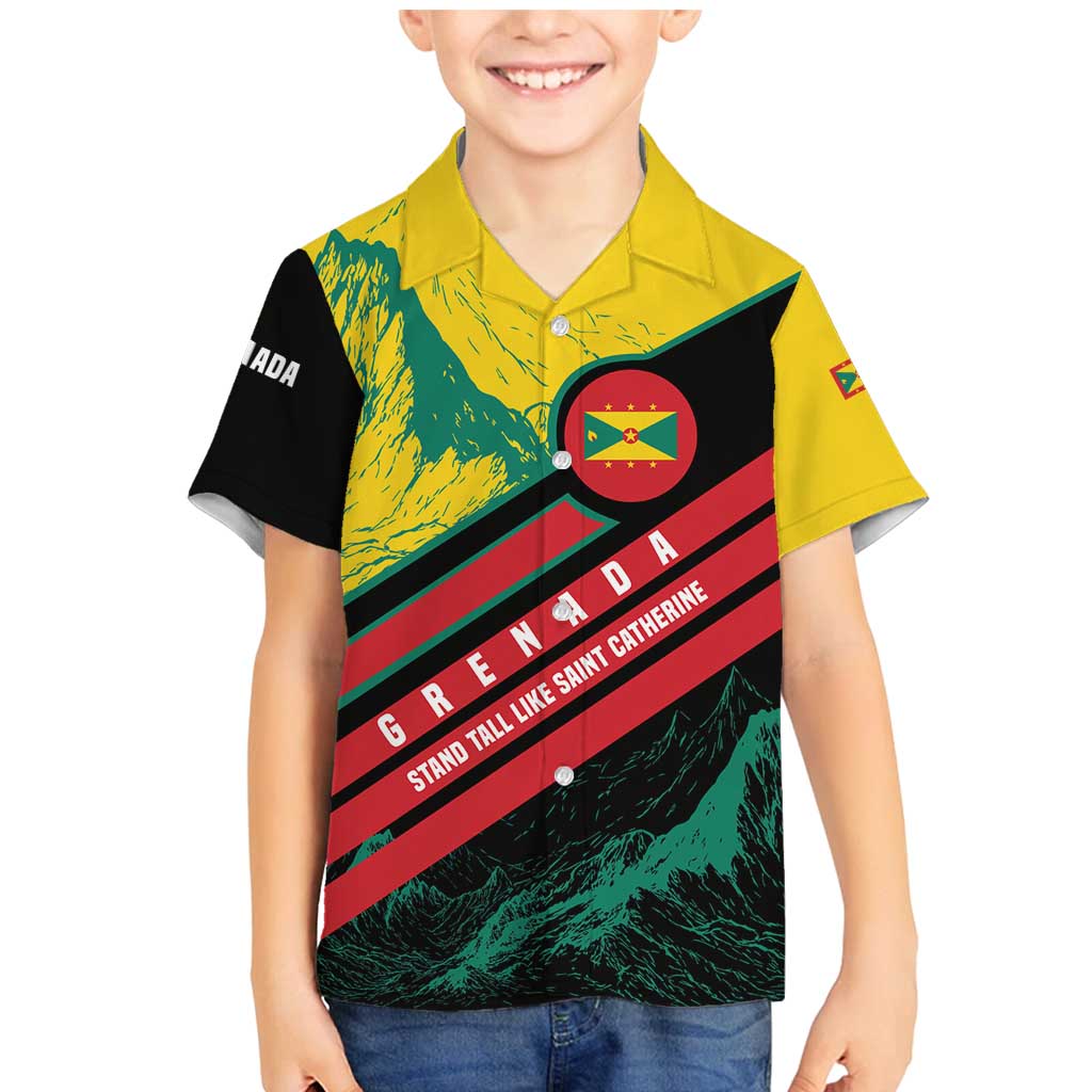 Grenada Mountain Graphic Family Matching Mermaid Dress and Hawaiian Shirt with National Flag and Saint Catherine Quote Design - Wonder Print Shop