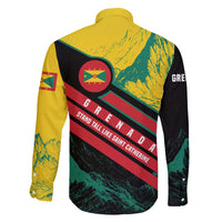 Grenada Mountain Graphic Family Matching Off The Shoulder Long Sleeve Dress and Hawaiian Shirt with National Flag and Saint Catherine Quote Design - Wonder Print Shop