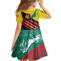 Grenada Mountain Graphic Family Matching Off Shoulder Maxi Dress and Hawaiian Shirt with National Flag and Saint Catherine Quote Design - Wonder Print Shop