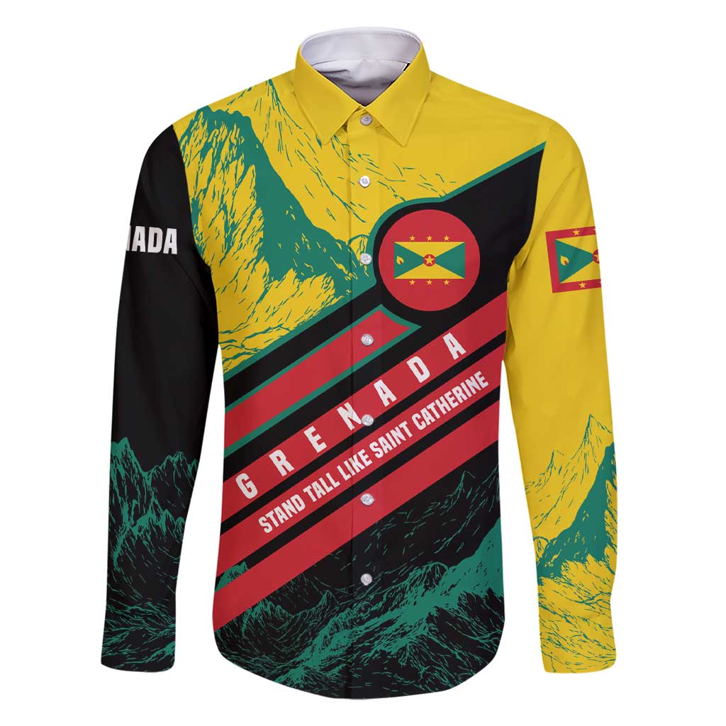 Grenada Mountain Graphic Family Matching Short Sleeve Bodycon Dress and Hawaiian Shirt with National Flag and Saint Catherine Quote Design - Wonder Print Shop