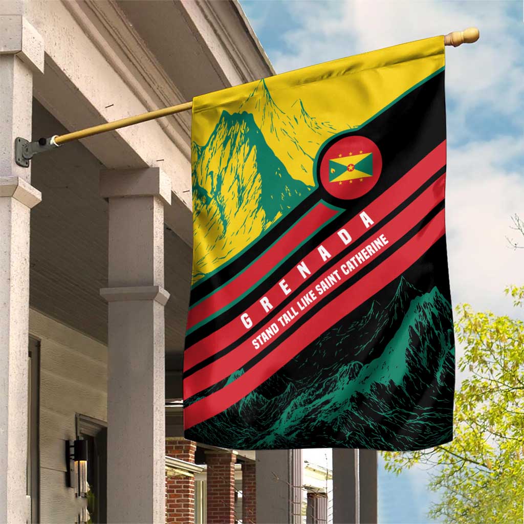 Grenada Mountain Graphic Garden Flag with National Flag and Saint Catherine Quote Design - Wonder Print Shop