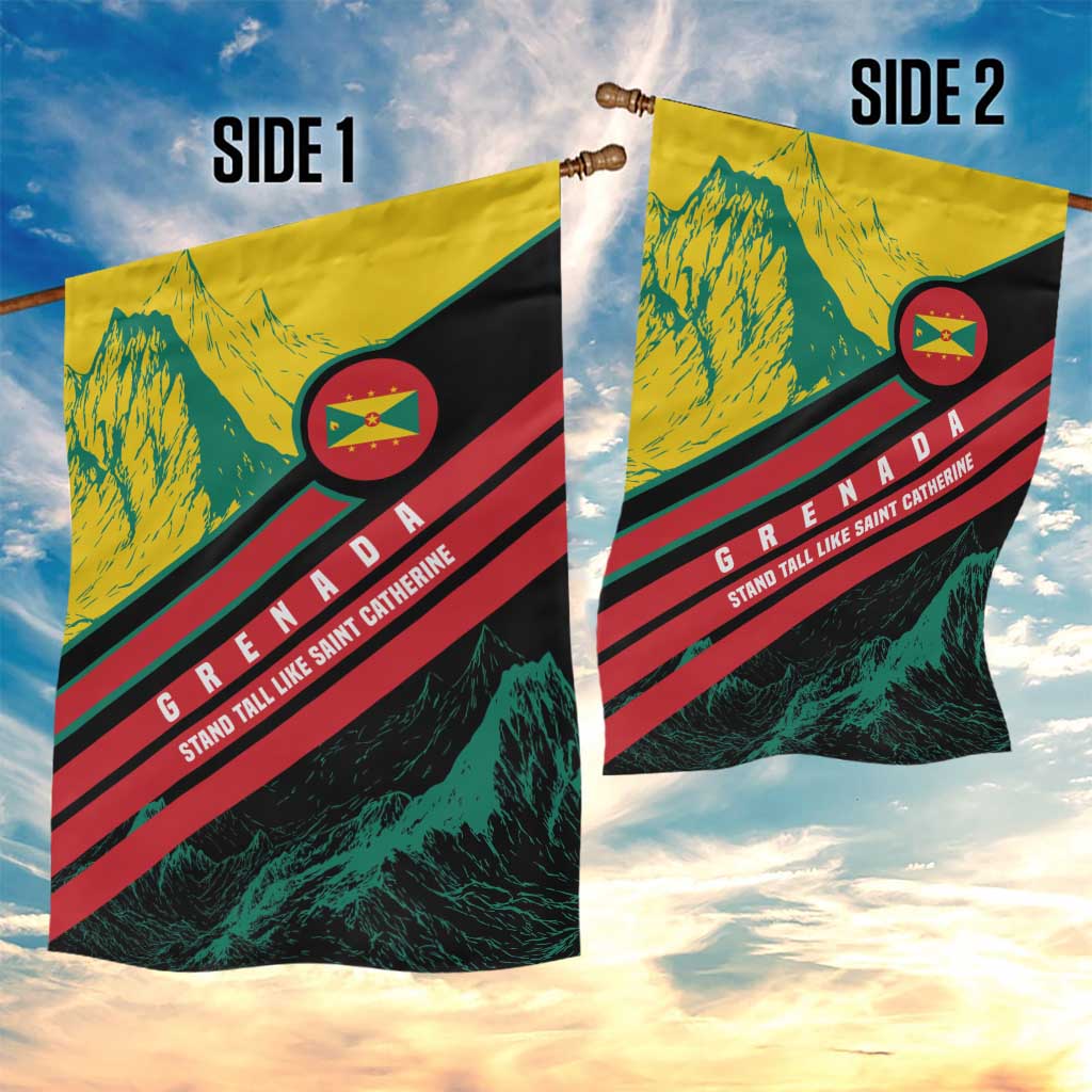 Grenada Mountain Graphic Garden Flag with National Flag and Saint Catherine Quote Design - Wonder Print Shop
