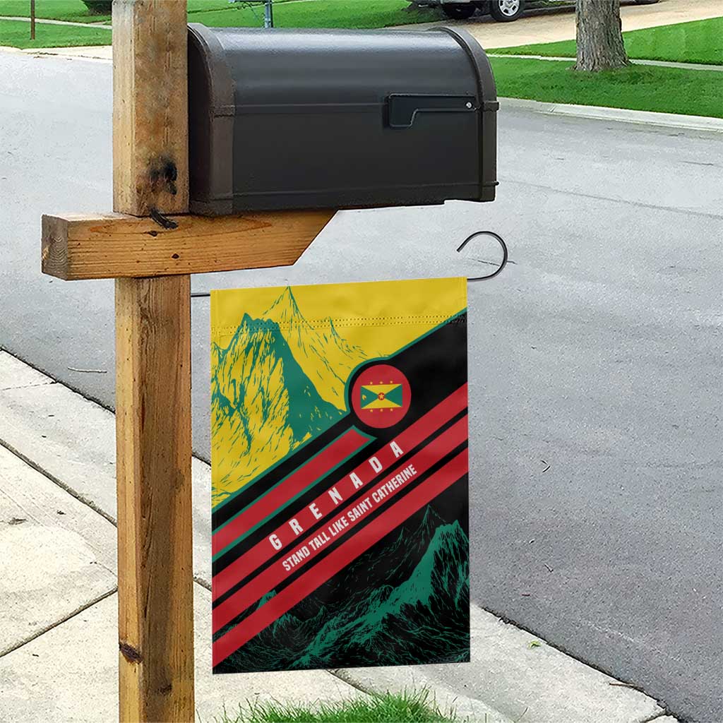 Grenada Mountain Graphic Garden Flag with National Flag and Saint Catherine Quote Design - Wonder Print Shop