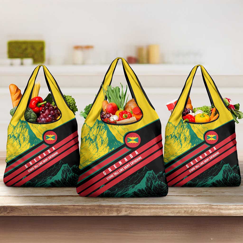 Grenada Mountain Graphic Grocery Bag with National Flag and Saint Catherine Quote Design - Wonder Print Shop