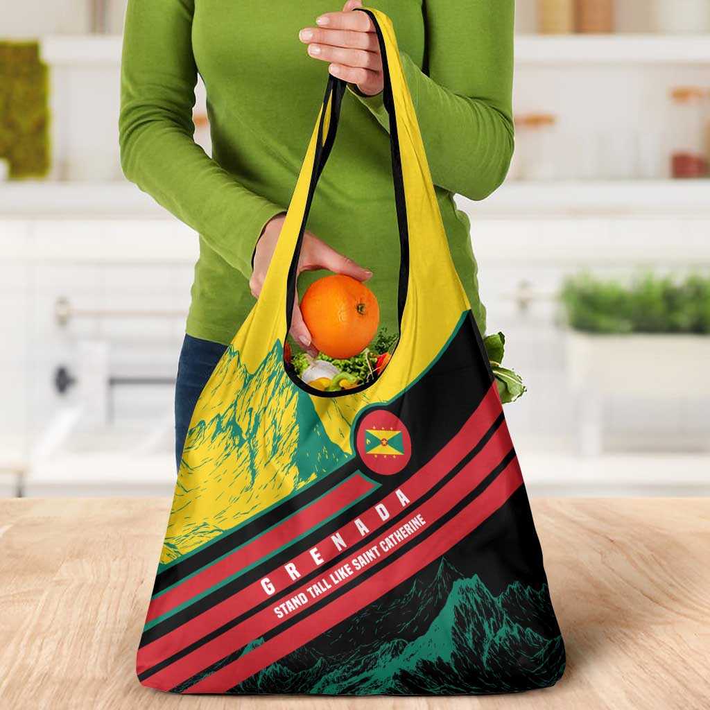 Grenada Mountain Graphic Grocery Bag with National Flag and Saint Catherine Quote Design - Wonder Print Shop