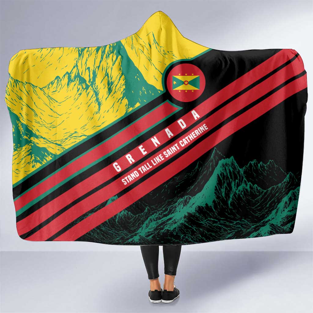 Grenada Mountain Graphic Hooded Blanket with National Flag and Saint Catherine Quote Design - Wonder Print Shop