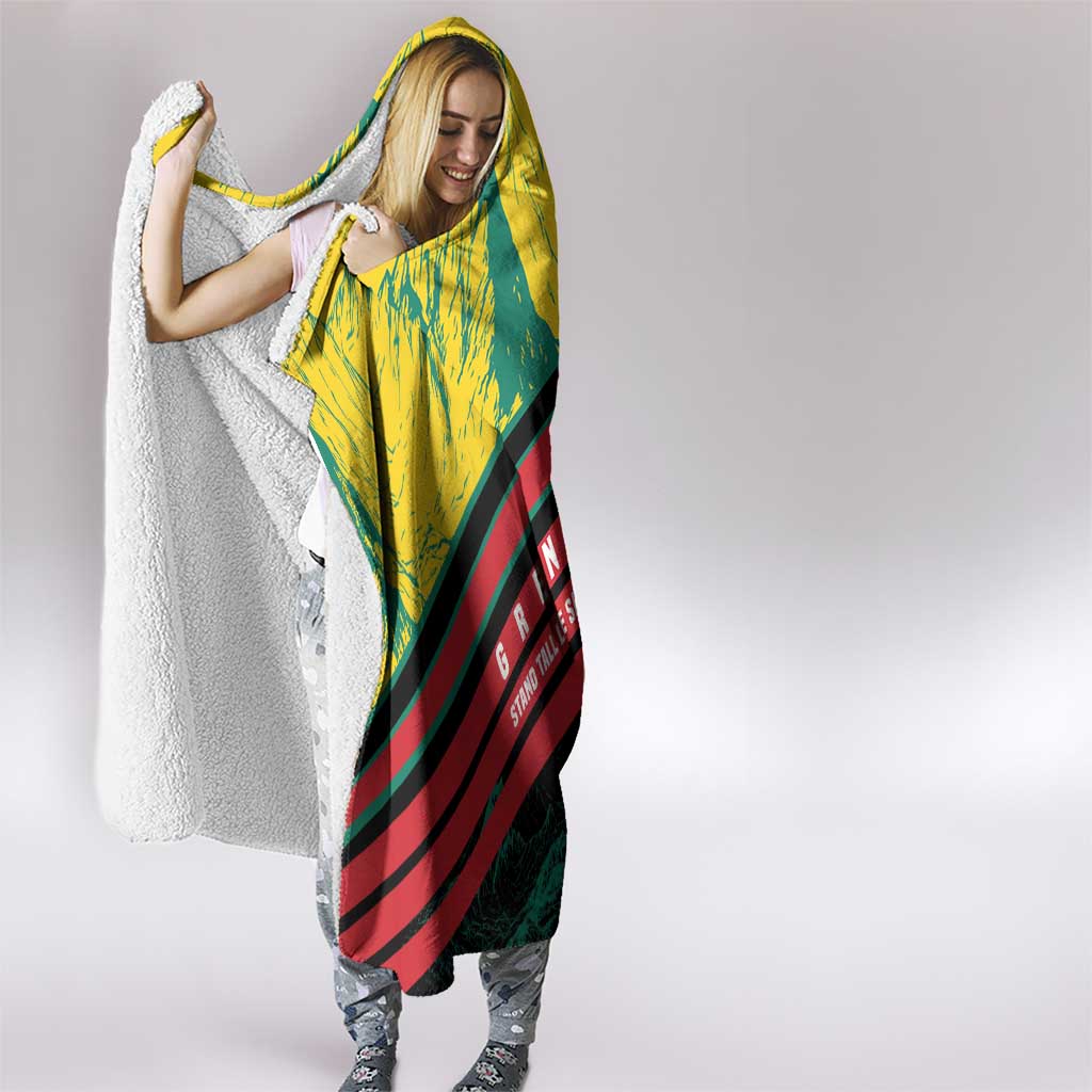 Grenada Mountain Graphic Hooded Blanket with National Flag and Saint Catherine Quote Design - Wonder Print Shop