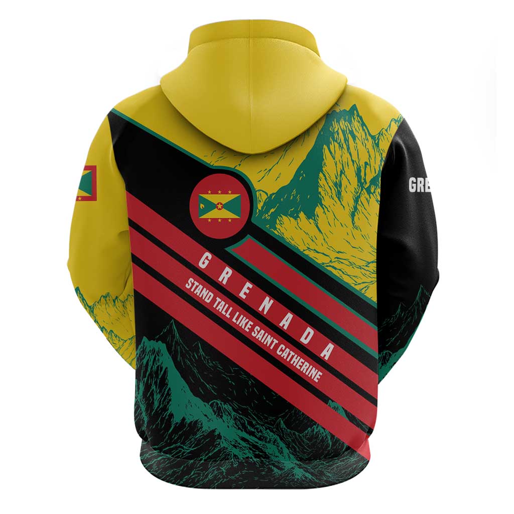 Grenada Mountain Graphic Hoodie with National Flag and Saint Catherine Quote Design - Wonder Print Shop
