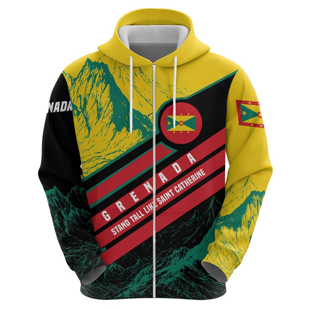 Grenada Mountain Graphic Hoodie with National Flag and Saint Catherine Quote Design - Wonder Print Shop