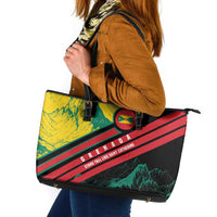 Grenada Mountain Graphic Leather Tote Bag with National Flag and Saint Catherine Quote Design - Wonder Print Shop