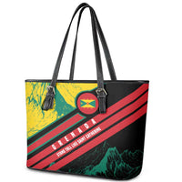 Grenada Mountain Graphic Leather Tote Bag with National Flag and Saint Catherine Quote Design - Wonder Print Shop