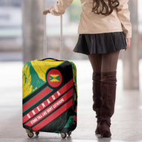 Grenada Mountain Graphic Luggage Cover with National Flag and Saint Catherine Quote Design - Wonder Print Shop
