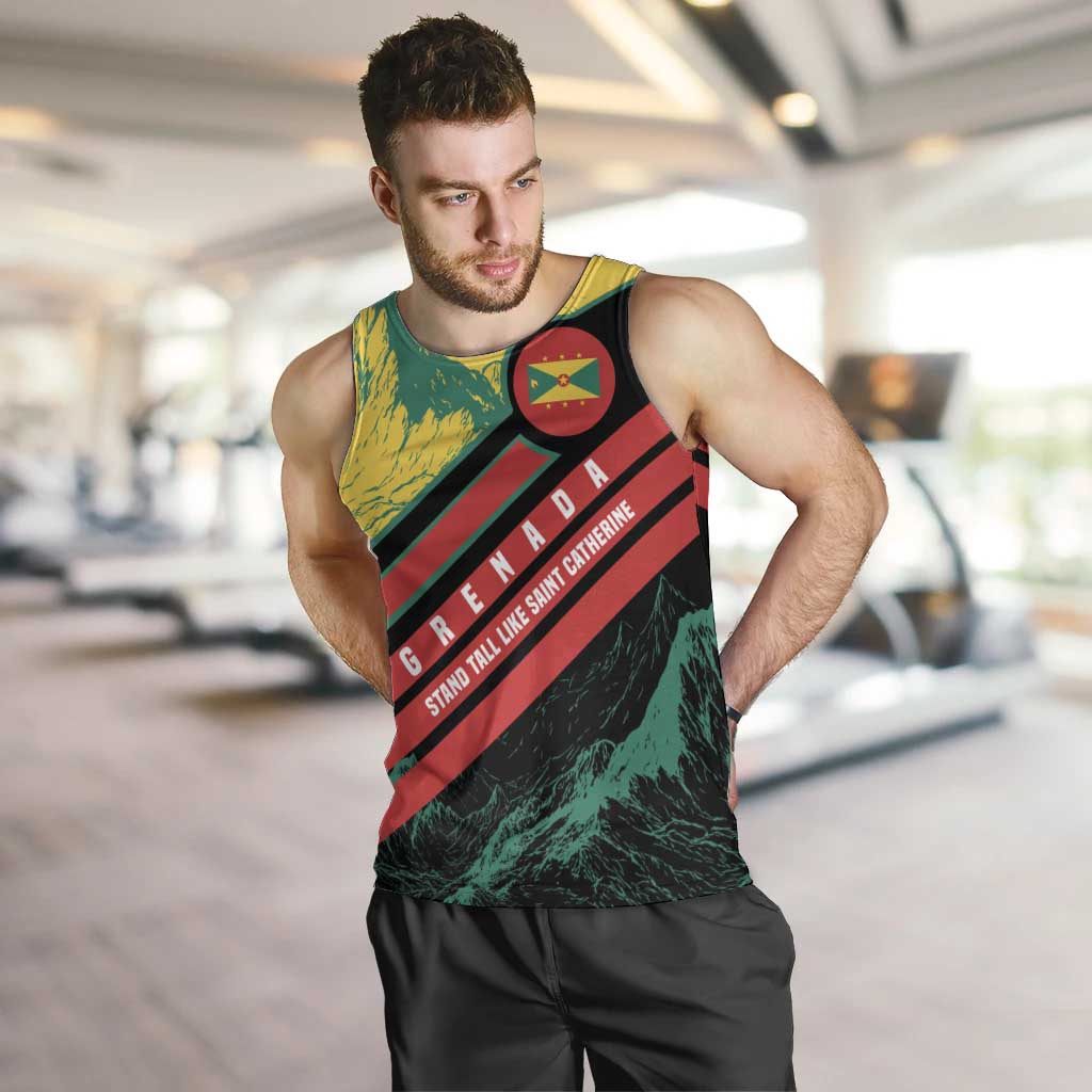 Grenada Mountain Graphic Men Tank Top with National Flag and Saint Catherine Quote Design - Wonder Print Shop