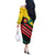 Grenada Mountain Graphic Off The Shoulder Long Sleeve Dress with National Flag and Saint Catherine Quote Design - Wonder Print Shop