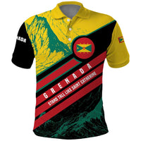 Grenada Mountain Graphic Polo Shirt with National Flag and Saint Catherine Quote Design - Wonder Print Shop