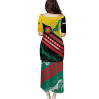 Grenada Mountain Graphic Puletasi with National Flag and Saint Catherine Quote Design - Wonder Print Shop