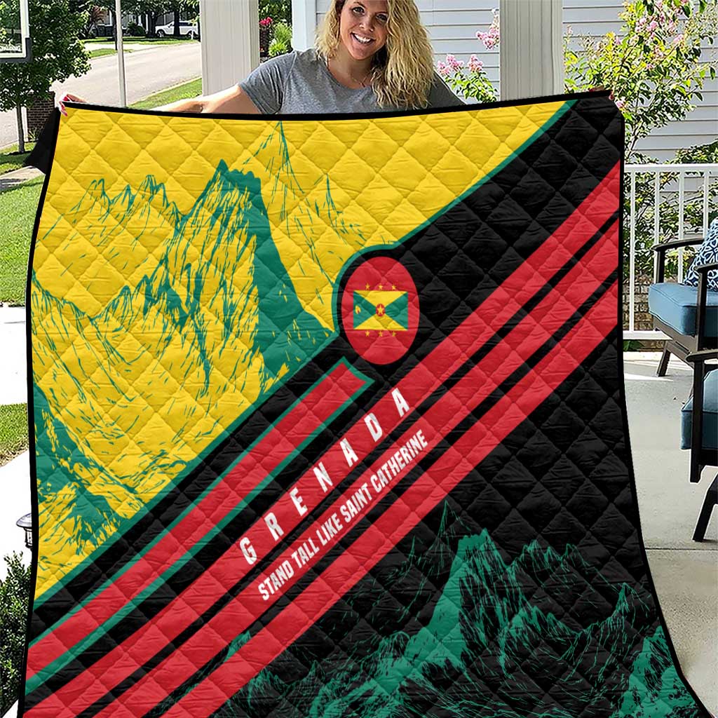 Grenada Mountain Graphic Quilt with National Flag and Saint Catherine Quote Design - Wonder Print Shop