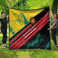 Grenada Mountain Graphic Quilt with National Flag and Saint Catherine Quote Design - Wonder Print Shop