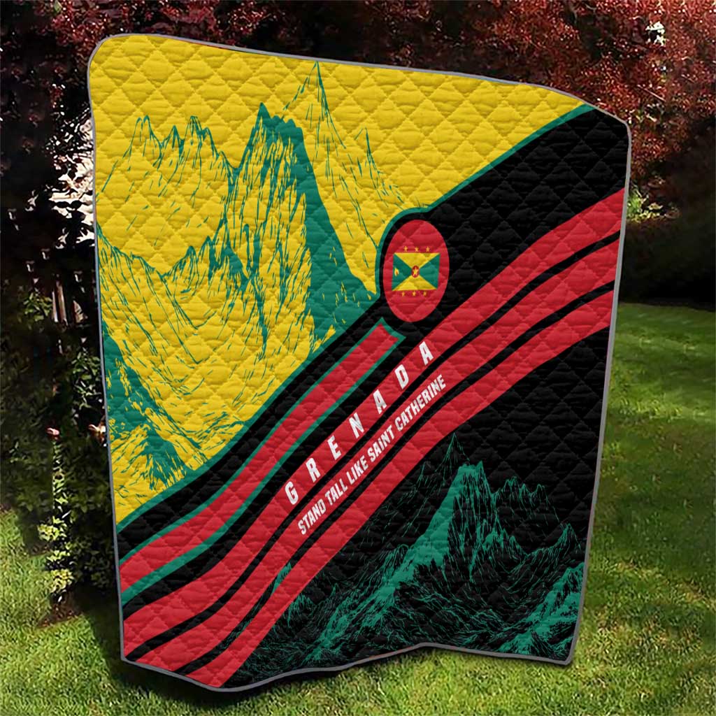 Grenada Mountain Graphic Quilt with National Flag and Saint Catherine Quote Design - Wonder Print Shop
