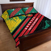 Grenada Mountain Graphic Quilt Bed Set with National Flag and Saint Catherine Quote Design - Wonder Print Shop