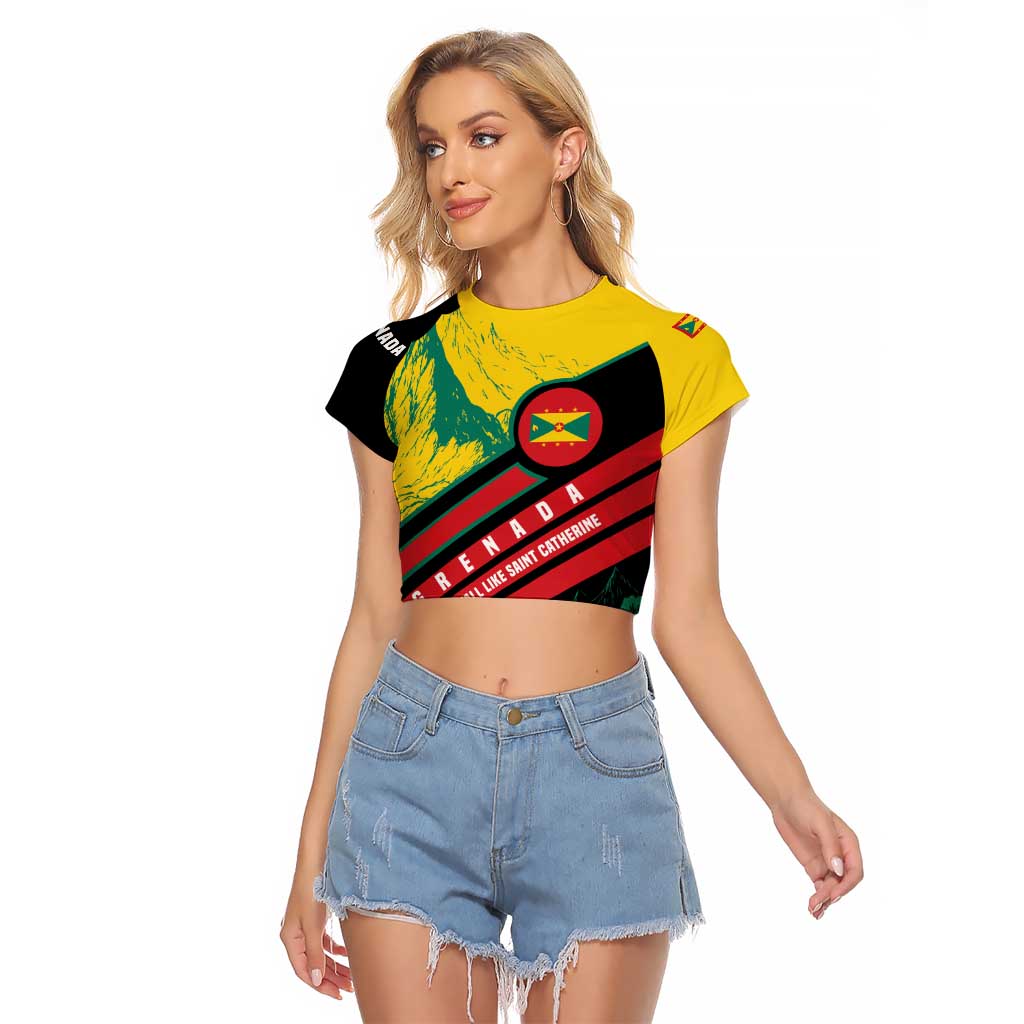 Grenada Mountain Graphic Raglan Cropped T Shirt with National Flag and Saint Catherine Quote Design - Wonder Print Shop