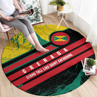 Grenada Mountain Graphic Round Carpet with National Flag and Saint Catherine Quote Design - Wonder Print Shop