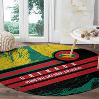 Grenada Mountain Graphic Round Carpet with National Flag and Saint Catherine Quote Design - Wonder Print Shop