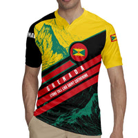 Grenada Mountain Graphic Rugby Jersey with National Flag and Saint Catherine Quote Design - Wonder Print Shop