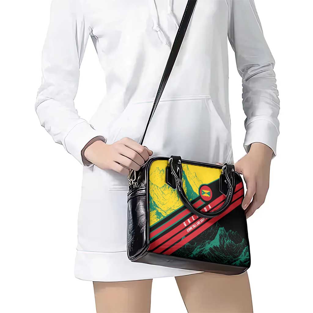 Grenada Mountain Graphic Shoulder Handbag with National Flag and Saint Catherine Quote Design - Wonder Print Shop
