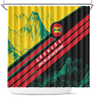 Grenada Mountain Graphic Shower Curtain with National Flag and Saint Catherine Quote Design - Wonder Print Shop