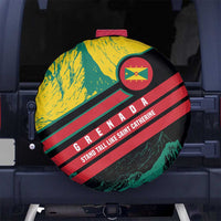 Grenada Mountain Graphic Spare Tire Cover with National Flag and Saint Catherine Quote Design - Wonder Print Shop