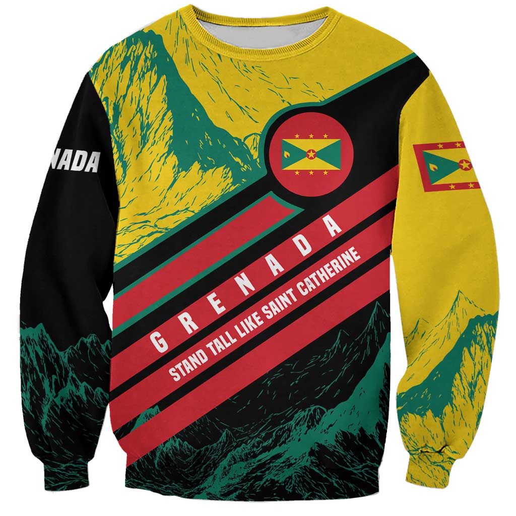 Grenada Mountain Graphic Sweatshirt with National Flag and Saint Catherine Quote Design - Wonder Print Shop