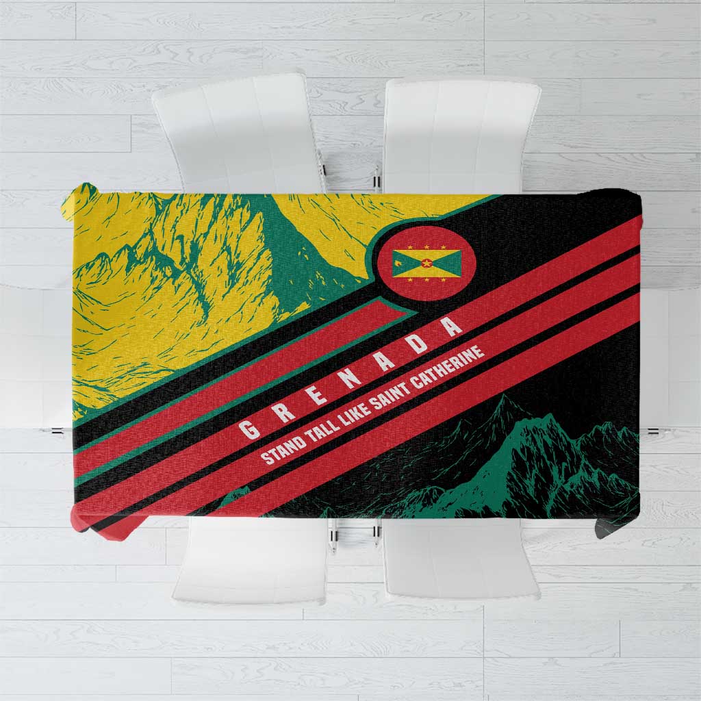 Grenada Mountain Graphic Tablecloth with National Flag and Saint Catherine Quote Design - Wonder Print Shop