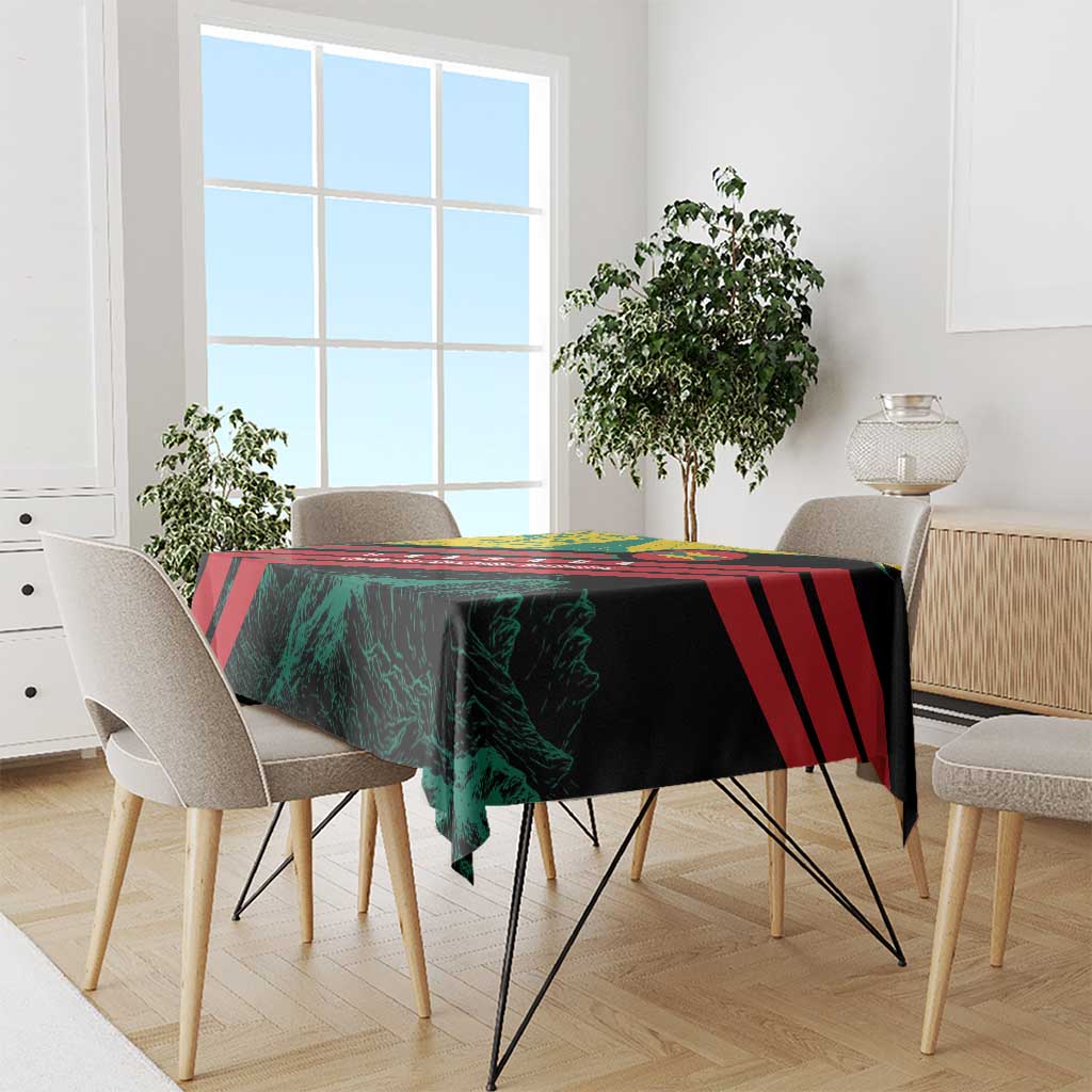 Grenada Mountain Graphic Tablecloth with National Flag and Saint Catherine Quote Design - Wonder Print Shop