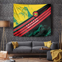 Grenada Mountain Graphic Tapestry with National Flag and Saint Catherine Quote Design - Wonder Print Shop
