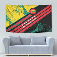 Grenada Mountain Graphic Tapestry with National Flag and Saint Catherine Quote Design - Wonder Print Shop