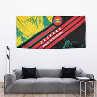 Grenada Mountain Graphic Tapestry with National Flag and Saint Catherine Quote Design - Wonder Print Shop