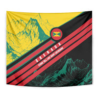 Grenada Mountain Graphic Tapestry with National Flag and Saint Catherine Quote Design - Wonder Print Shop