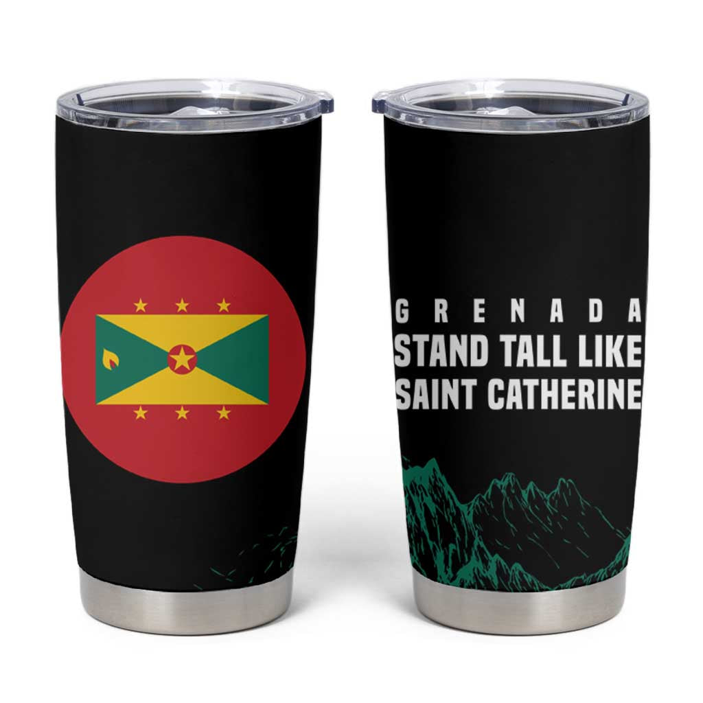Grenada Mountain Graphic Tumbler Cup with National Flag and Saint Catherine Quote Design - Wonder Print Shop