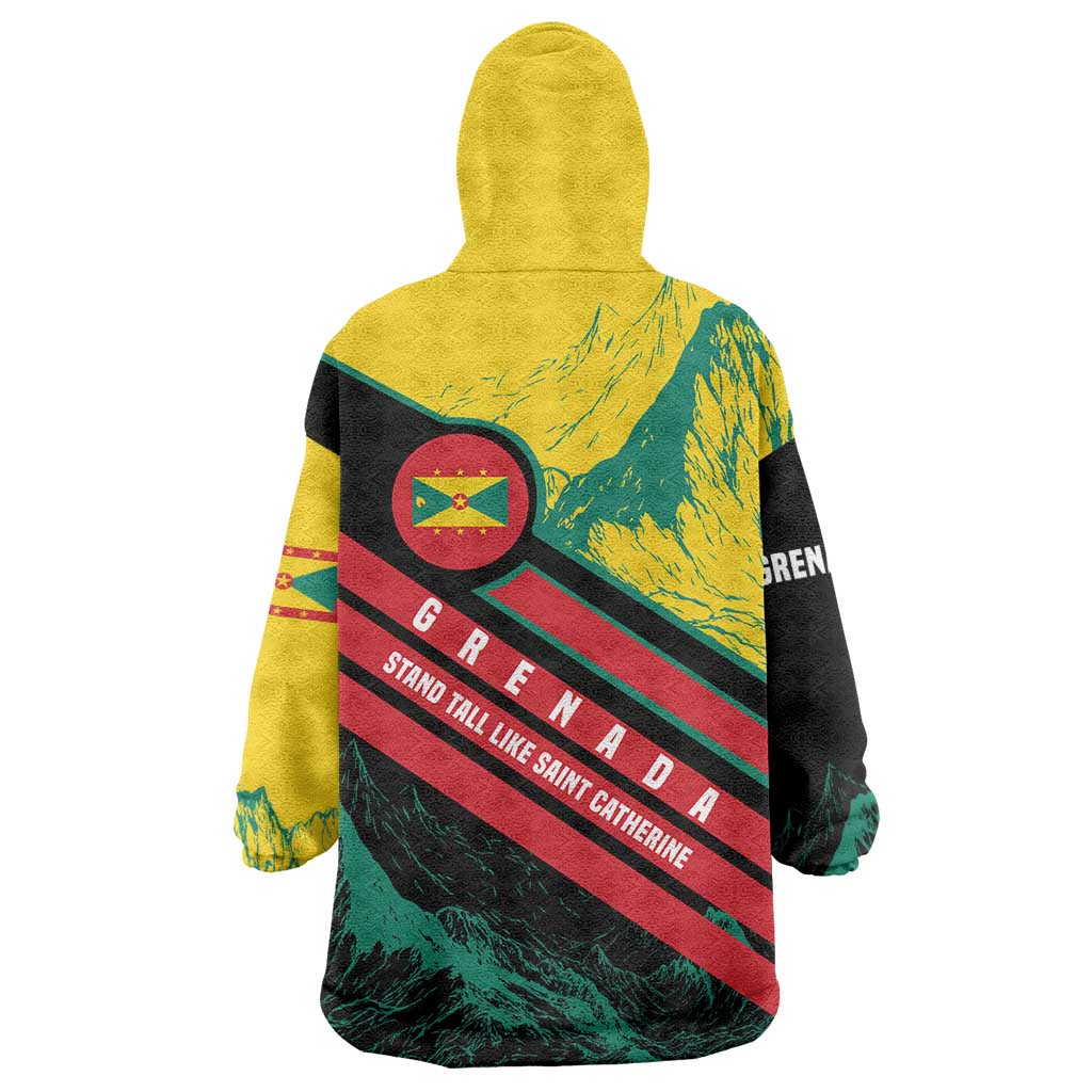 Grenada Mountain Graphic Wearable Blanket Hoodie with National Flag and Saint Catherine Quote Design - Wonder Print Shop
