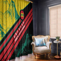 Grenada Mountain Graphic Window Curtain with National Flag and Saint Catherine Quote Design - Wonder Print Shop