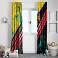 Grenada Mountain Graphic Window Curtain with National Flag and Saint Catherine Quote Design - Wonder Print Shop